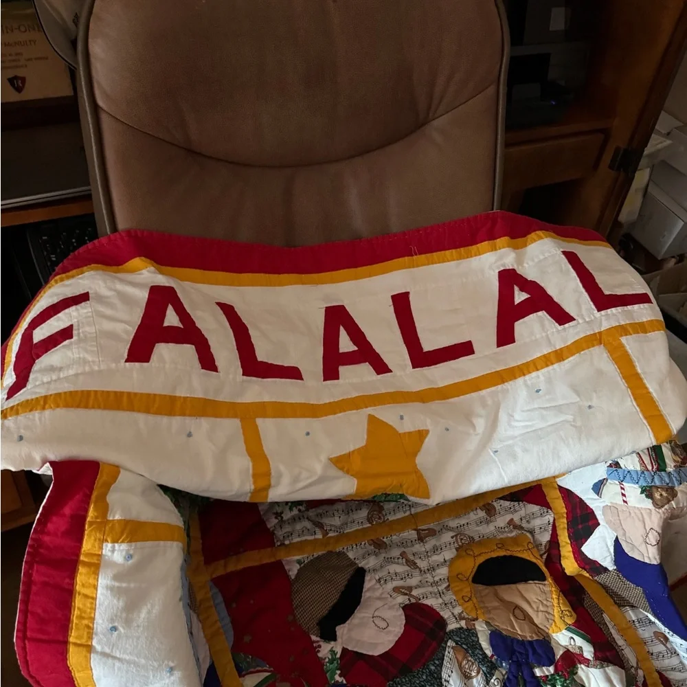 Festive Christmas Quilt with Tree and Figures
